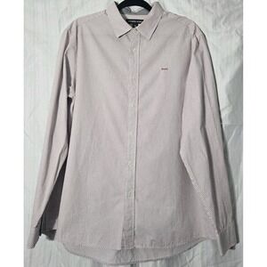 Michael Kors Men's Classic Fit Button-Down Shirt White Shirt Red Dots size XL